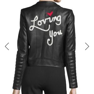 Alice + Olivia lambskin leather biker jacket